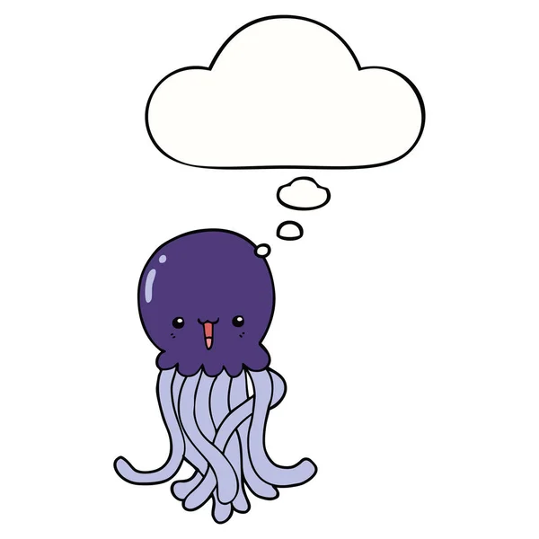 Cartoon Jellyfish i myśli bańka — Wektor stockowy