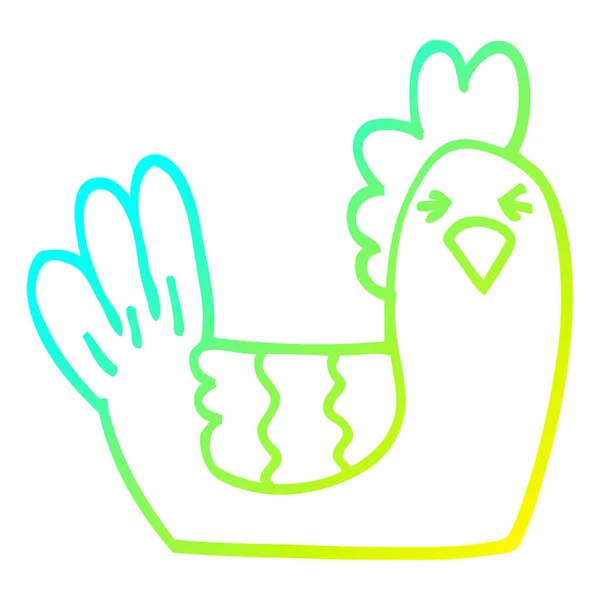 Froid gradient ligne dessin dessin animé roosting poule — Image vectorielle