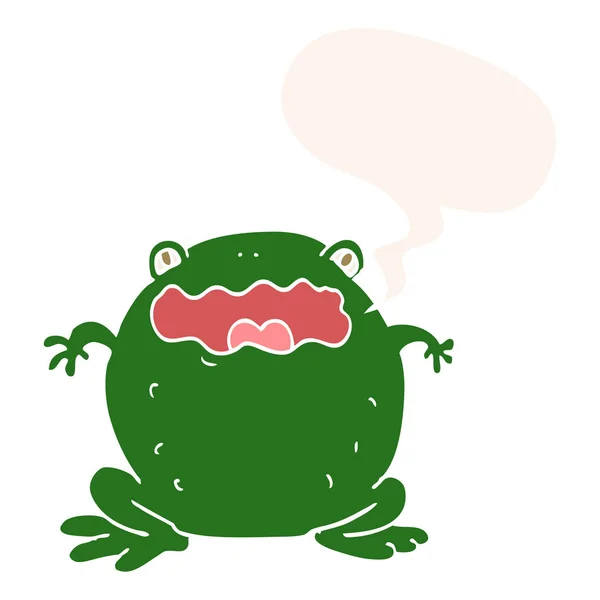 Cartoon Toad en toespraak bubble in retro stijl — Stockvector