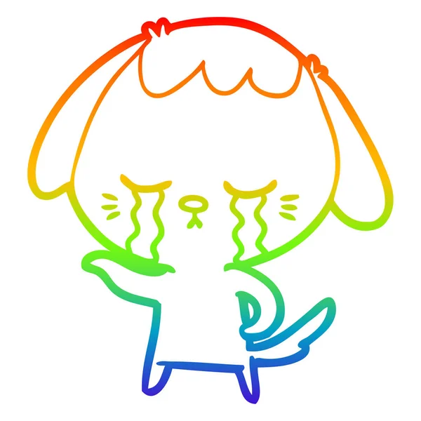 虹のグラデーションライン描画漫画犬泣く — ストックベクタ