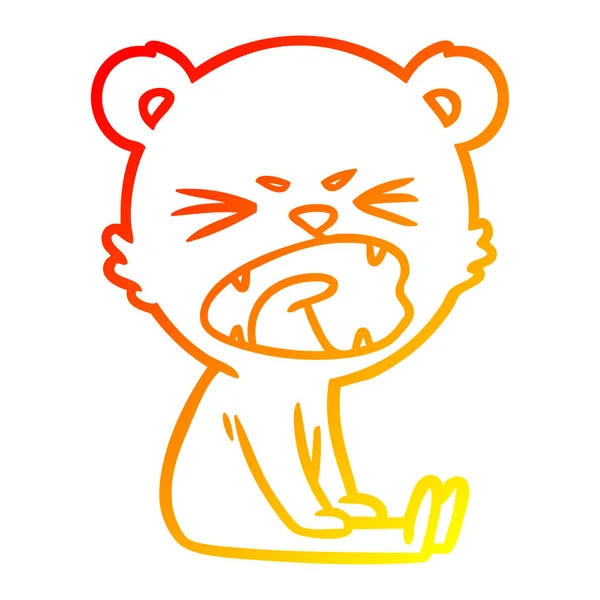 Ligne gradient chaud dessin ours dessin animé en colère — Image vectorielle