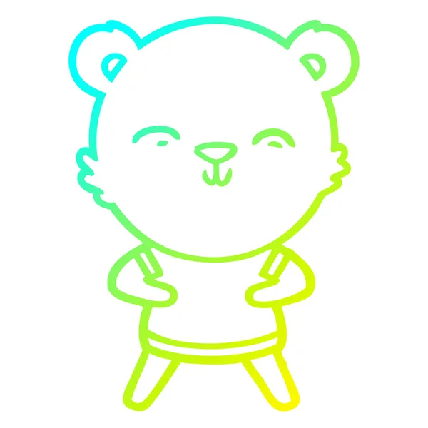 Baris gradien dingin menggambar beruang kartun bahagia - Stok Vektor