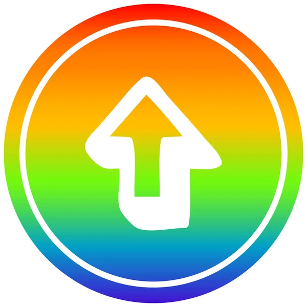 Flecha de dirección circular en el espectro del arco iris — Vector de stock
