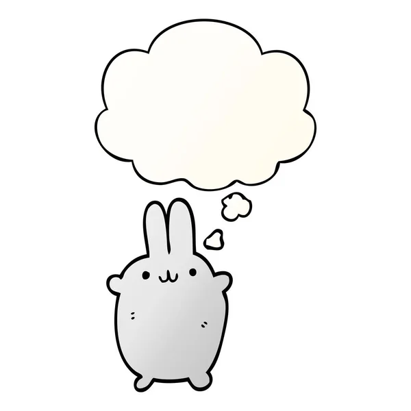 Dessin animé lapin et bulle de pensée en style dégradé lisse — Image vectorielle