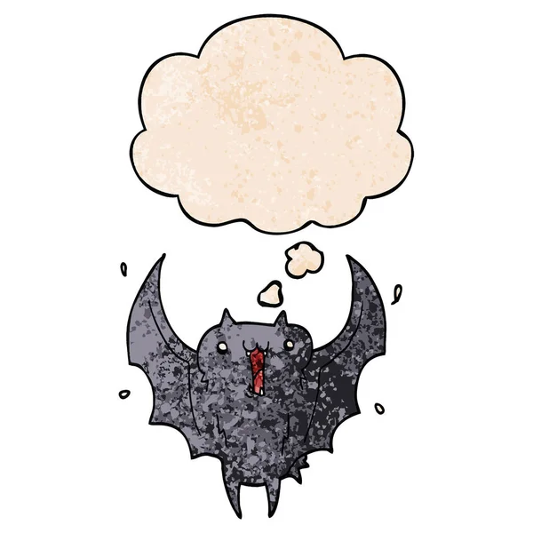 Cartoon Happy Vampire bat och tänkte bubbla i grunge textur p — Stock vektor