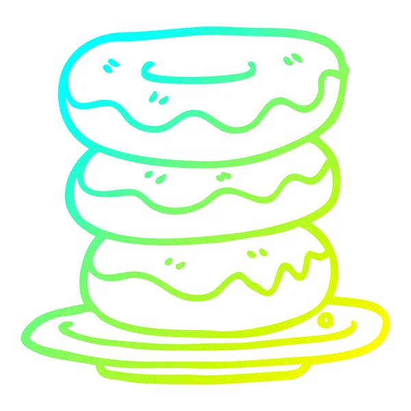 冷梯度线绘制甜甜圈卡通板 — 图库矢量图片