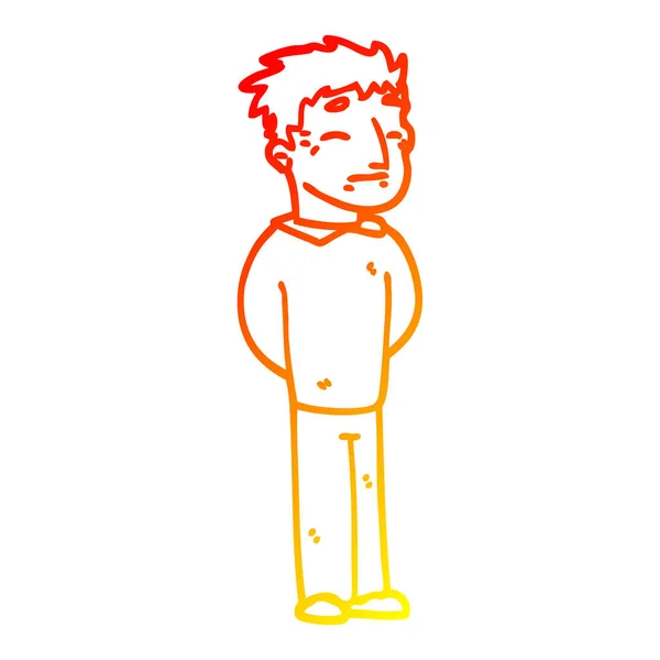 Warm gradient line drawing cartoon man standing — Stock Vector