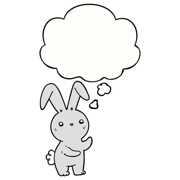 かわいい漫画のウサギと思考バブル — ストックベクタ