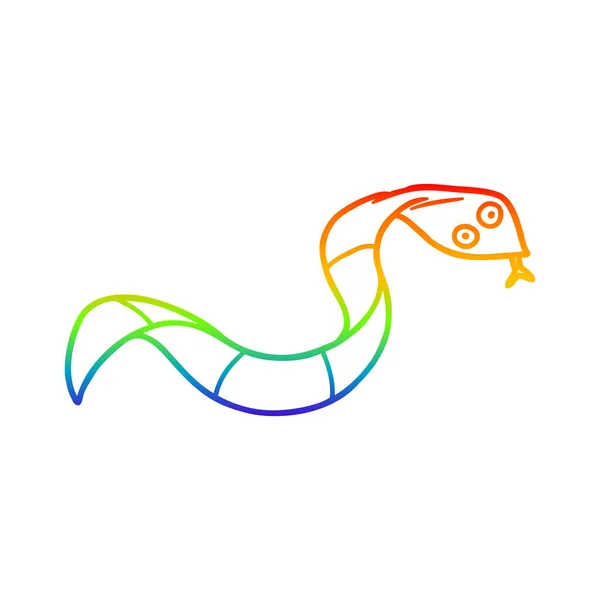 Rainbow gradient line drawing cartoon snake — Stock Vector