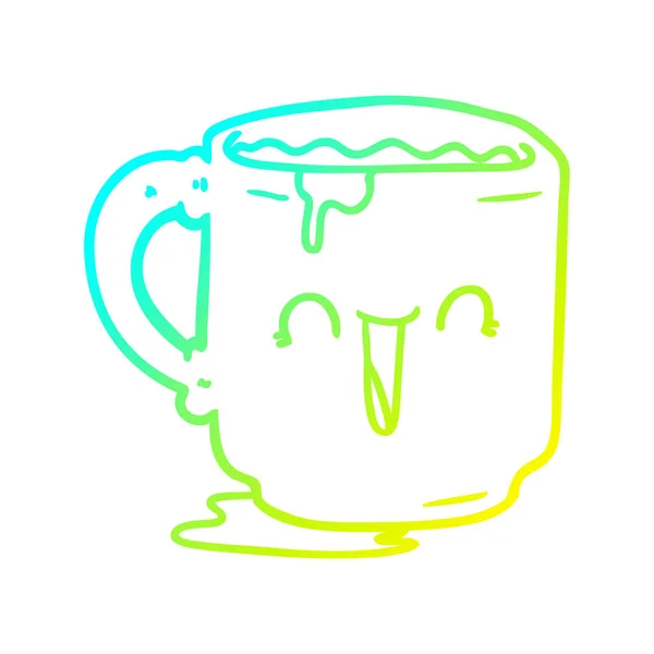 Froid dégradé ligne dessin dessin dessin animé sale bureau tasse — Image vectorielle