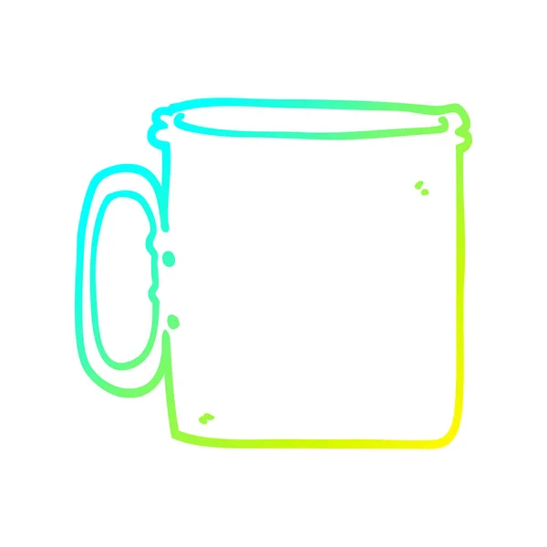 Linha gradiente frio desenho desenho cartoon camping xícara de café — Vetor de Stock