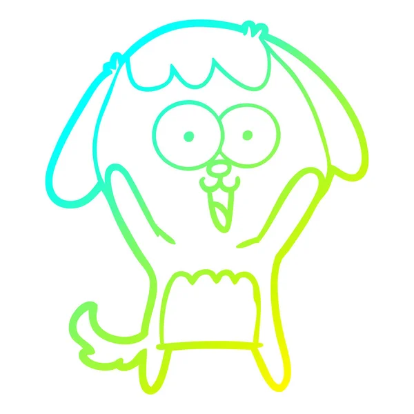 Línea de gradiente frío dibujo lindo perro de dibujos animados — Vector de stock