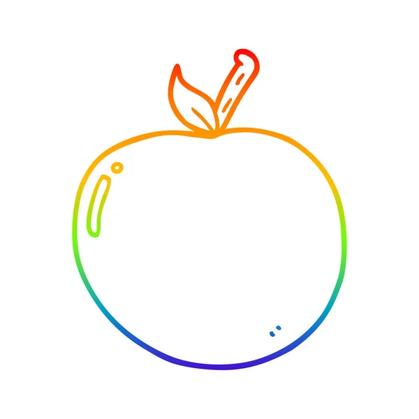 Rainbow gradient ligne dessin dessin animé pomme — Image vectorielle