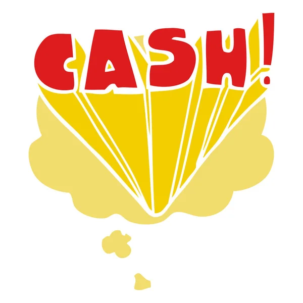 Cartoon word cash and thought bubble in retro style — Stock Vector