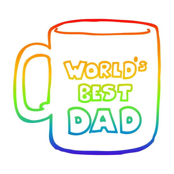 Rainbow gradient ligne dessin mondes meilleur papa tasse — Image vectorielle