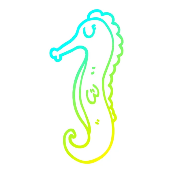Cold gradient line drawing cartoon sea horse — Stock Vector