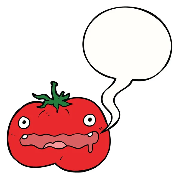 Dibujos animados tomate y burbuja del habla — Vector de stock