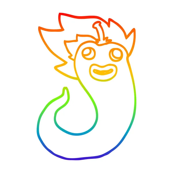 Arco iris gradiente línea dibujo dibujos animados caliente frío — Vector de stock