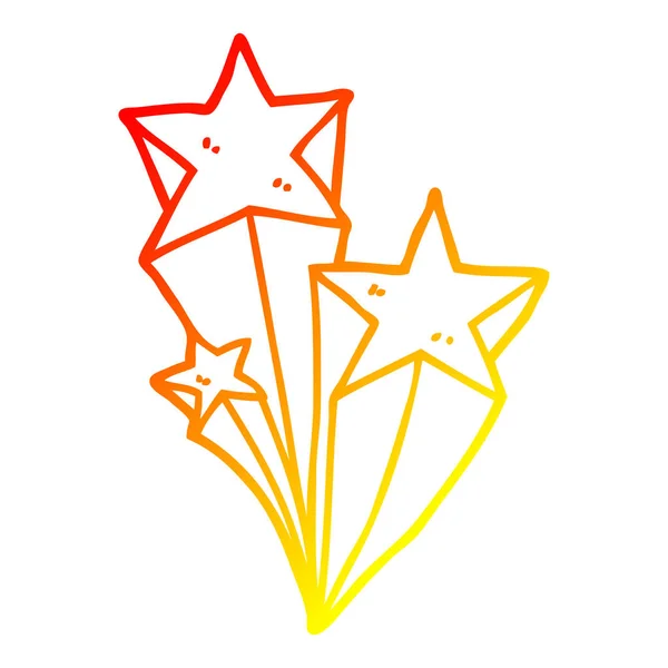 Linha gradiente quente desenho desenhos animados estrelas cadentes —  Vetores de Stock