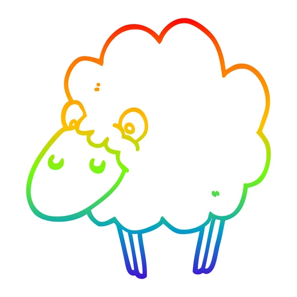 Duhový gradient čára kresba kreslená ovce — Stockový vektor
