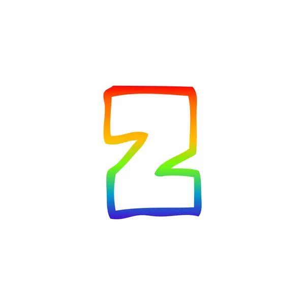Regenboog gradiënt lijntekening cartoon letter z — Stockvector