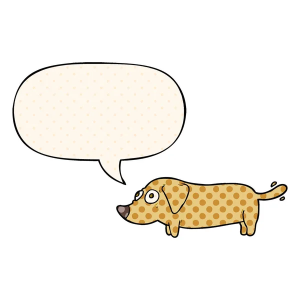 Cartoon kleine hond en toespraak bubble in Comic Book stijl — Stockvector