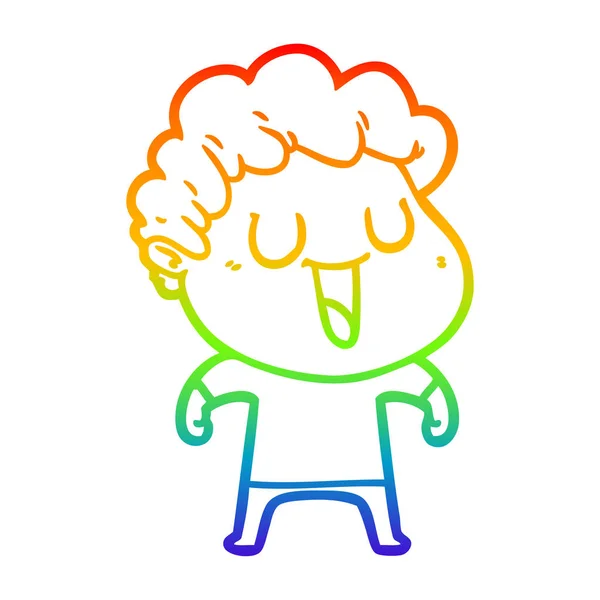 Arcobaleno gradiente linea disegno ridere cartone animato uomo — Vettoriale Stock