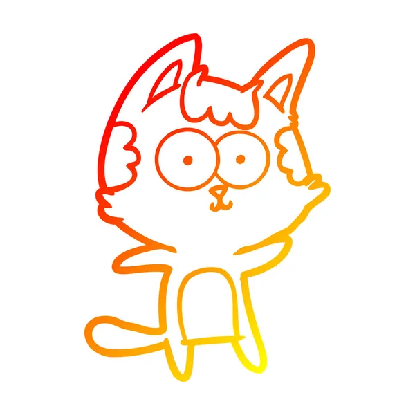 Linha gradiente quente desenho feliz desenho animado gato —  Vetores de Stock
