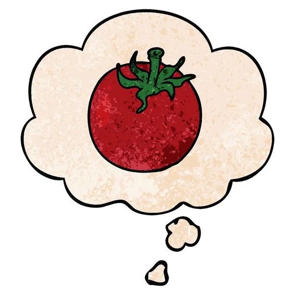 Kreskówka pomidor i myśl bańka w grunge tekstura wzór — Wektor stockowy