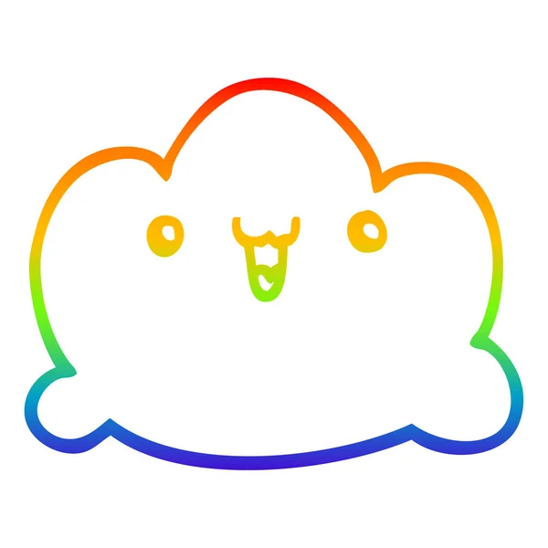 Arco-íris linha gradiente desenho cartoon nuvem —  Vetores de Stock