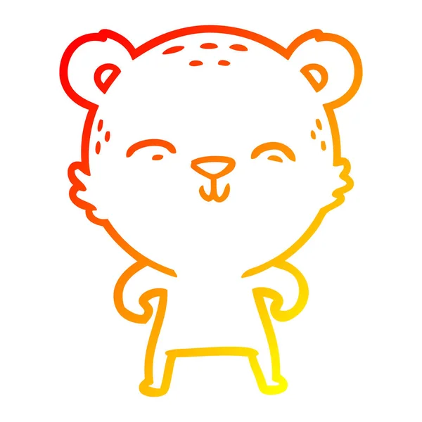 Varm gradient linje ritning Happy Cartoon Bear — Stock vektor