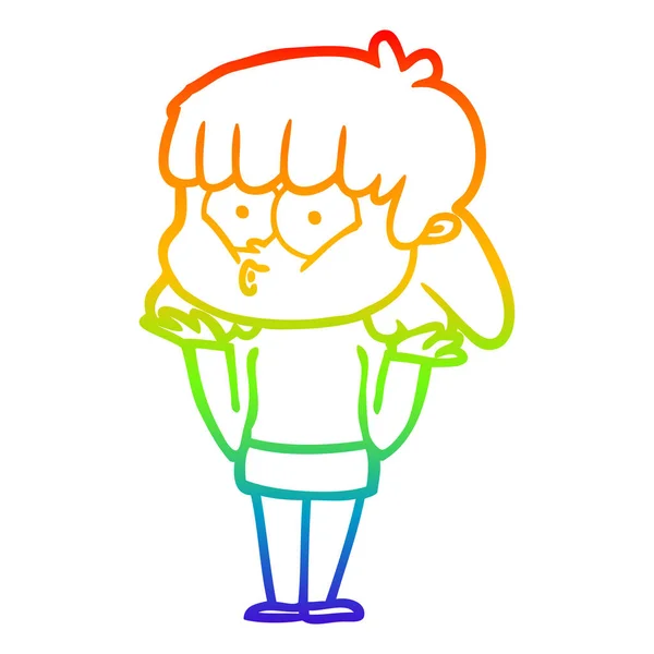 Rainbow gradient ligne dessin dessin dessin animé sifflet fille — Image vectorielle