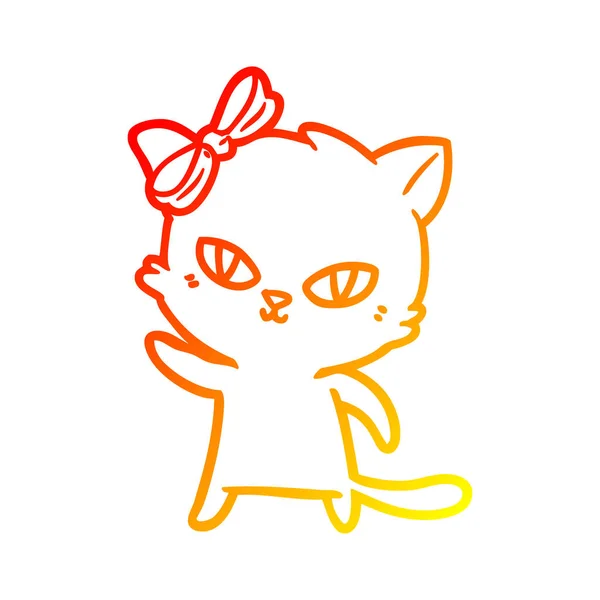 Linha gradiente quente desenho bonito desenho animado gato —  Vetores de Stock