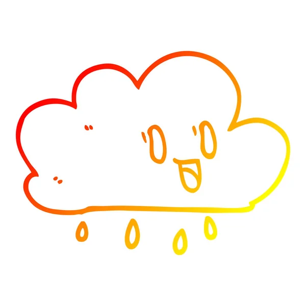 Warm gradient line drawing cartoon expressive weather cloud — Stock Vector