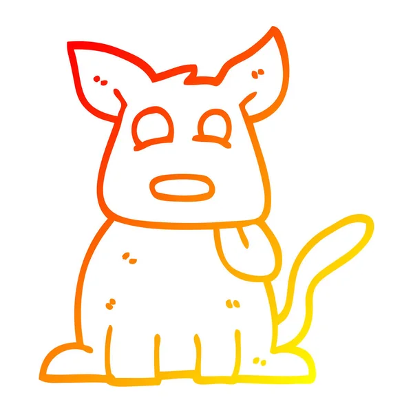 Warme kleurovergang lijntekening cartoon Happy Dog — Stockvector