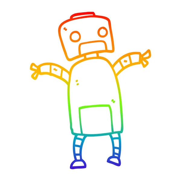 虹のグラデーションライン描画漫画ロボットダンス — ストックベクタ