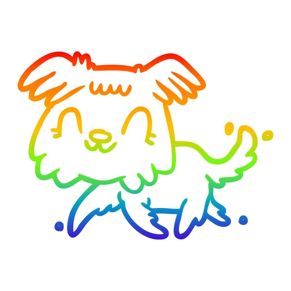 Arco iris gradiente línea dibujo poco perro — Vector de stock