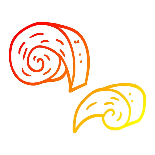 Warme kleurovergang lijntekening cartoon Swirl decoratieve elementen — Stockvector