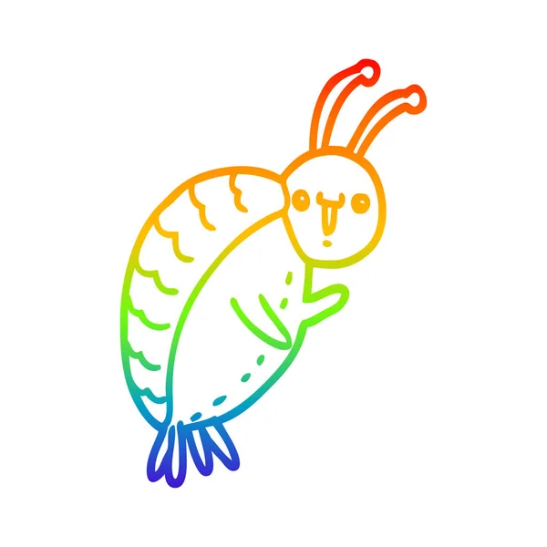 Linha de gradiente arco-íris desenho de besouro dos desenhos animados — Vetor de Stock
