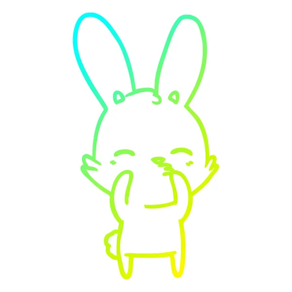 Koude gradiënt lijntekening Curious Bunny cartoon — Stockvector