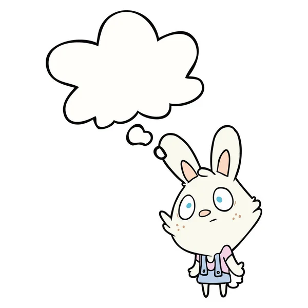 卡通兔子耸耸肩和思想泡沫 — 图库矢量图片
