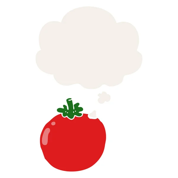 Kreskówka pomidor i myśl bańka w stylu retro — Wektor stockowy