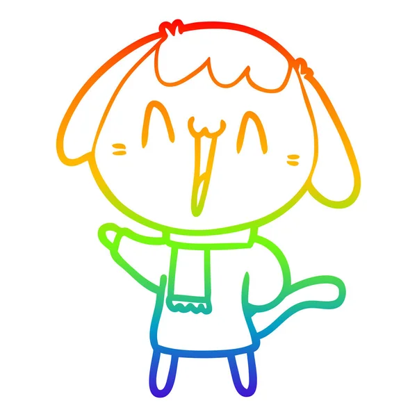 Arco-íris linha gradiente desenho bonito desenho animado cão — Vetor de Stock