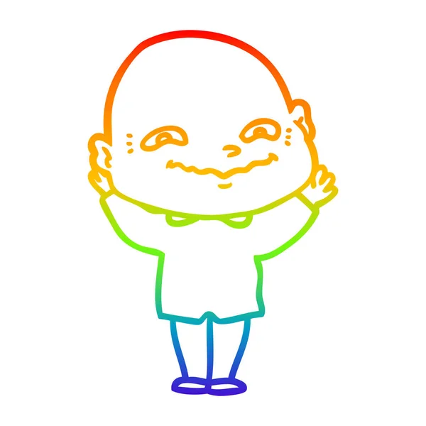 Arcobaleno gradiente linea disegno cartone animato raccapricciante ragazzo — Vettoriale Stock