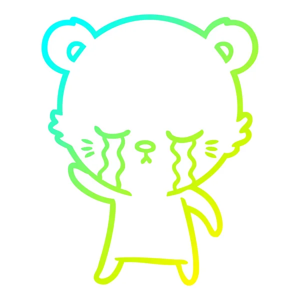 Studená Přechodová čára kreslení pláč v kresleném medvěda — Stockový vektor