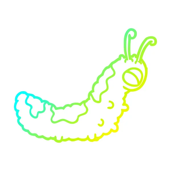 Cold gradient line drawing funny cartoon caterpillar — Stock Vector