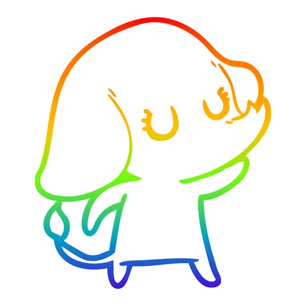 Arco-íris linha gradiente desenho bonito desenho animado elefante —  Vetores de Stock