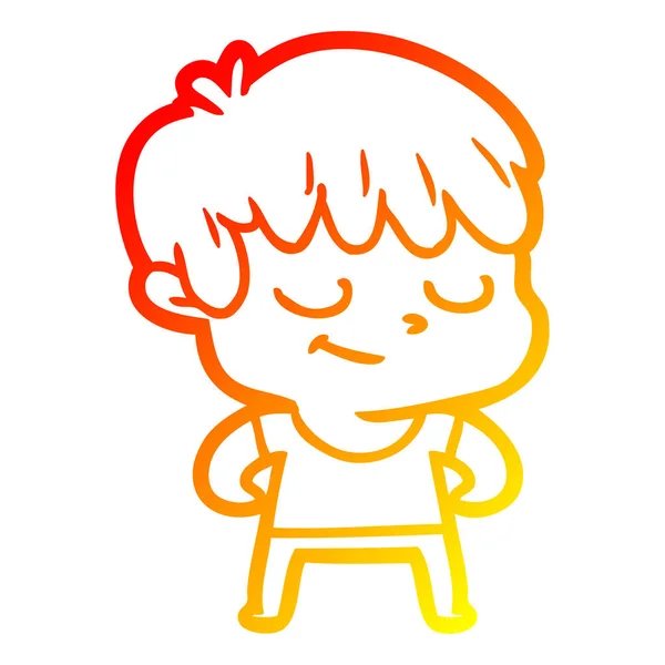 Warme kleurovergang lijntekening cartoon Happy Boy — Stockvector