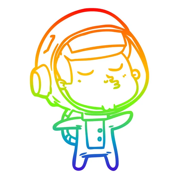 Linha gradiente arco-íris desenho dos desenhos animados astronauta confiante —  Vetores de Stock