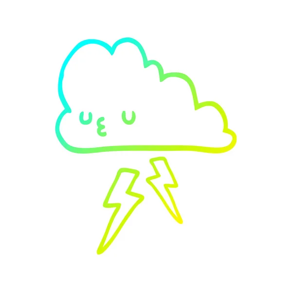 Koude gradiënt lijntekening cartoon storm cloud — Stockvector